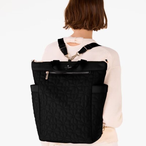 Kate Spade Flower Quilted Fabric Convertible Backpack - Picture 3 of 7